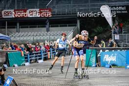 31.08.2022, Oberstdorf, Germany (GER): Julian Schmid (GER), Ilkka Herola (FIN), (l-r)  - FIS Nordic Combined Summer Grand Prix men and women, individual gundersen HS137/10km men, Oberstdorf (GER). www.nordicfocus.com. © Volk/NordicFocus. Every downloaded picture is fee-liable.