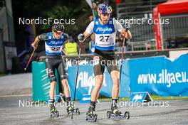 31.08.2022, Oberstdorf, Germany (GER): Terence Weber (GER), Vinzenz Geiger (GER), (l-r)  - FIS Nordic Combined Summer Grand Prix men and women, individual gundersen HS137/10km men, Oberstdorf (GER). www.nordicfocus.com. © Volk/NordicFocus. Every downloaded picture is fee-liable.