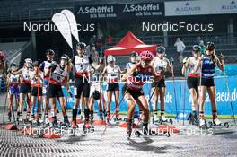 31.08.2022, Oberstdorf, Germany (GER): Lisa Hirner (AUT), Silva Verbic (SLO), Nathalie Armbruster (GER), Minja Korhonen (FIN), (l-r)  - FIS Nordic Combined Summer Grand Prix men and women, individual gundersen HS106/5km women, Oberstdorf (GER). www.nordicfocus.com. © Volk/NordicFocus. Every downloaded picture is fee-liable.