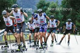 03.09.2022, Tschagguns, Austria (AUT): Eero Hirvonen (FIN), Joergen Graabak (NOR), Samuel Costa (ITA), Kristjan Ilves (EST), Benjamin Loomis (USA), (l-r)  - FIS Nordic Combined Summer Grand Prix men and women, individual gundersen HS108/10km men, Tschagguns (AUT). www.nordicfocus.com. © Volk/NordicFocus. Every downloaded picture is fee-liable.