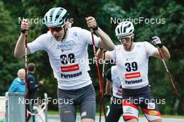 03.09.2022, Tschagguns, Austria (AUT): Andreas Skoglund (NOR), Marc Luis Rainer (AUT), (l-r)  - FIS Nordic Combined Summer Grand Prix men and women, individual gundersen HS108/10km men, Tschagguns (AUT). www.nordicfocus.com. © Volk/NordicFocus. Every downloaded picture is fee-liable.