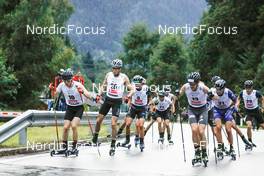 03.09.2022, Tschagguns, Austria (AUT): Stefan Rettenegger (AUT), Eero Hirvonen (FIN), Fabian Riessle (GER), Joergen Graabak (NOR), Samuel Costa (ITA), (l-r)  - FIS Nordic Combined Summer Grand Prix men and women, individual gundersen HS108/10km men, Tschagguns (AUT). www.nordicfocus.com. © Volk/NordicFocus. Every downloaded picture is fee-liable.