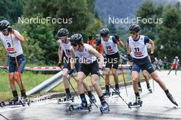 03.09.2022, Tschagguns, Austria (AUT): Manuel Faisst (GER), Jared Shumate (USA), Thomas Rettenegger (AUT), Gasper Brecl (SLO), Kristjan Ilves (EST), (l-r)  - FIS Nordic Combined Summer Grand Prix men and women, individual gundersen HS108/10km men, Tschagguns (AUT). www.nordicfocus.com. © Volk/NordicFocus. Every downloaded picture is fee-liable.