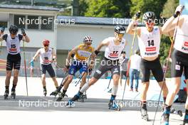 04.09.2022, Tschagguns, Austria (AUT): Christian Frank (GER), Andrzej Szczechowicz (POL), Ilkka Herola (FIN), Simen Tiller (NOR), (l-r)  - FIS Nordic Combined Summer Grand Prix men and women, individual gundersen HS108/10km men, Tschagguns (AUT). www.nordicfocus.com. © Volk/NordicFocus. Every downloaded picture is fee-liable.