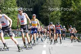 04.09.2022, Tschagguns, Austria (AUT): Joergen Graabak (NOR), Ilkka Herola (FIN), Matteo Baud (FRA), Samuel Costa (ITA), Manuel Faisst (GER), (l-r)  - FIS Nordic Combined Summer Grand Prix men and women, individual gundersen HS108/10km men, Tschagguns (AUT). www.nordicfocus.com. © Volk/NordicFocus. Every downloaded picture is fee-liable.