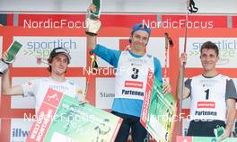 04.09.2022, Tschagguns, Austria (AUT): Stefan Rettenegger (AUT), Eero Hirvonen (FIN), Laurent Muhlethaler (FRA), Jens Luraas Oftebro (NOR), (l-r) - FIS Nordic Combined Summer Grand Prix men and women, individual gundersen HS108/10km men, Tschagguns (AUT). www.nordicfocus.com. © Volk/NordicFocus. Every downloaded picture is fee-liable.