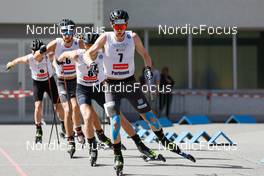 04.09.2022, Tschagguns, Austria (AUT): Espen Bjoernstad (NOR), Kristjan Ilves (EST), Jens Luraas Oftebro (NOR), (l-r)  - FIS Nordic Combined Summer Grand Prix men and women, individual gundersen HS108/10km men, Tschagguns (AUT). www.nordicfocus.com. © Volk/NordicFocus. Every downloaded picture is fee-liable.