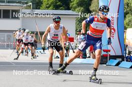 04.09.2022, Tschagguns, Austria (AUT): Fabian Riessle (GER), Samuel Costa (ITA), (l-r)  - FIS Nordic Combined Summer Grand Prix men and women, individual gundersen HS108/10km men, Tschagguns (AUT). www.nordicfocus.com. © Volk/NordicFocus. Every downloaded picture is fee-liable.