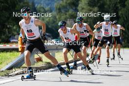 04.09.2022, Tschagguns, Austria (AUT): Otto Niittykoski (FIN), David Mach (GER), Wendelin Thannheimer (GER), (l-r)  - FIS Nordic Combined Summer Grand Prix men and women, individual gundersen HS108/10km men, Tschagguns (AUT). www.nordicfocus.com. © Volk/NordicFocus. Every downloaded picture is fee-liable.