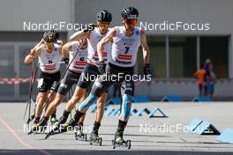 04.09.2022, Tschagguns, Austria (AUT): Espen Bjoernstad (NOR), Kristjan Ilves (EST), Jens Luraas Oftebro (NOR), (l-r)  - FIS Nordic Combined Summer Grand Prix men and women, individual gundersen HS108/10km men, Tschagguns (AUT). www.nordicfocus.com. © Volk/NordicFocus. Every downloaded picture is fee-liable.
