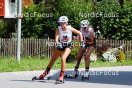 04.09.2022, Tschagguns, Austria (AUT): Cindy Haasch (GER), Sophia Maurus (GER), (l-r)  - FIS Nordic Combined Summer Grand Prix men and women, individual gundersen HS108/5km women, Tschagguns (AUT). www.nordicfocus.com. © Volk/NordicFocus. Every downloaded picture is fee-liable.
