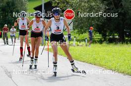 04.09.2022, Tschagguns, Austria (AUT): Silva Verbic (SLO), Annika Sieff (ITA), Jenny Nowak (GER), (l-r)  - FIS Nordic Combined Summer Grand Prix men and women, individual gundersen HS108/5km women, Tschagguns (AUT). www.nordicfocus.com. © Volk/NordicFocus. Every downloaded picture is fee-liable.
