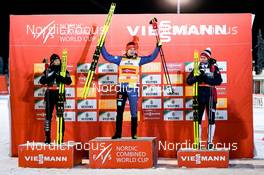 25.11.2022, Ruka, Finland (FIN): Ryota Yamamoto (JPN), Julian Schmid (GER), Jens Luraas Oftebro (NOR), (l-r) - FIS world cup nordic combined men, individual gundersen HS142/5km, Ruka (FIN). www.nordicfocus.com. © Thibaut/NordicFocus. Every downloaded picture is fee-liable.
