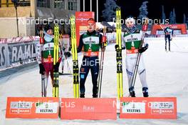 25.11.2022, Ruka, Finland (FIN): Ryota Yamamoto (JPN), Julian Schmid (GER), Jens Luraas Oftebro (NOR), (l-r)  - FIS world cup nordic combined men, individual gundersen HS142/5km, Ruka (FIN). www.nordicfocus.com. © Thibaut/NordicFocus. Every downloaded picture is fee-liable.