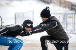 26.11.2022, Ruka, Finland (FIN): Aaron Kostner (ITA), Samuel Costa (ITA), (l-r)  - FIS world cup nordic combined men, individual gundersen HS142/10km, Ruka (FIN). www.nordicfocus.com. © Modica/NordicFocus. Every downloaded picture is fee-liable.