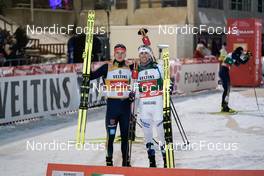 26.11.2022, Ruka, Finland (FIN): Julian Schmid (GER), Jarl Magnus Riiber (NOR), (l-r)  - FIS world cup nordic combined men, individual gundersen HS142/10km, Ruka (FIN). www.nordicfocus.com. © Thibaut/NordicFocus. Every downloaded picture is fee-liable.