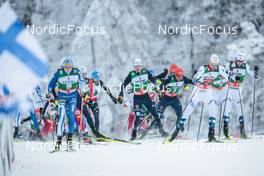 27.11.2022, Ruka, Finland (FIN): Manuel Faisst (GER), Johannes Rydzek (GER), (l-r)  - FIS world cup nordic combined men, mass HS142/10km, Ruka (FIN). www.nordicfocus.com. © Modica/NordicFocus. Every downloaded picture is fee-liable.