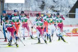 27.11.2022, Ruka, Finland (FIN): Yuya Yamamoto (JPN), Espen Andersen (NOR), (l-r)  - FIS world cup nordic combined men, mass HS142/10km, Ruka (FIN). www.nordicfocus.com. © Modica/NordicFocus. Every downloaded picture is fee-liable.