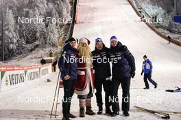 27.11.2022, Ruka, Finland (FIN): French coaches with Santa Claus,   - FIS world cup nordic combined men, mass HS142/10km, Ruka (FIN). www.nordicfocus.com. © Thibaut/NordicFocus. Every downloaded picture is fee-liable.