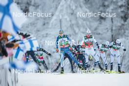 27.11.2022, Ruka, Finland (FIN): Eero Hirvonen (FIN), Joergen Graabak (NOR), (l-r)  - FIS world cup nordic combined men, mass HS142/10km, Ruka (FIN). www.nordicfocus.com. © Modica/NordicFocus. Every downloaded picture is fee-liable.