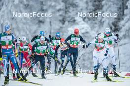 27.11.2022, Ruka, Finland (FIN): Joergen Graabak (NOR), Johannes Rydzek (GER), (l-r)  - FIS world cup nordic combined men, mass HS142/10km, Ruka (FIN). www.nordicfocus.com. © Modica/NordicFocus. Every downloaded picture is fee-liable.