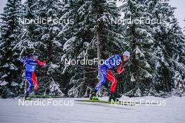 04.12.2022, Lillehammer, Norway (NOR): Laurent Muhlethaler (FRA), Matteo Baud (FRA), (l-r)  - FIS world cup nordic combined men, individual gundersen HS140/10km, Lillehammer (NOR). www.nordicfocus.com. © Thibaut/NordicFocus. Every downloaded picture is fee-liable.