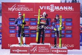 04.12.2022, Lillehammer, Norway (NOR): Jens Luraas Oftebro (NOR, Jarl Magnus Riiber (NOR, Vinzenz Geiger (GER), (l-) - FIS world cup nordic combined men, individual gundersen HS140/10km, Lillehammer (NOR). www.nordicfocus.com. © Thibaut/NordicFocus. Every downloaded picture is fee-liable.