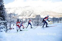 17.12.2022, Ramsau, Austria (AUT): Yoshito Watabe (JPN), Matteo Baud (FRA), Vinzenz Geiger (GER), Manuel Faisst (GER), (l-r)  - FIS world cup nordic combined men, individual gundersen HS97/10km, Ramsau (AUT). www.nordicfocus.com. © Volk/NordicFocus. Every downloaded picture is fee-liable.
