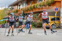 15.10.2022, Hinterzarten, Germany (GER): Tristan Sommerfeldt (GER), Jan Andersen (GER), Martin Hahn (GER), (l-r)  - German Championships Nordic Combined men and women, individual gundersen HS111/10km men, Hinterzarten (GER). www.nordicfocus.com. © Volk/NordicFocus. Every downloaded picture is fee-liable.