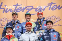 15.10.2022, Hinterzarten, Germany (GER): Jakob Lange (GER), Fabian Riessle (GER), Julian Schmid (GER), Manuel Faisst (GER), Johannes Rydzek (GER), (l-r)  - German Championships Nordic Combined men and women, medals Hinterzarten (GER). www.nordicfocus.com. © Volk/NordicFocus. Every downloaded picture is fee-liable.