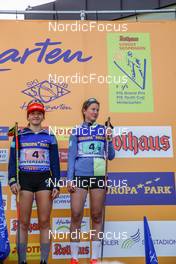 16.10.2022, Hinterzarten, Germany (GER): Magdalena Burger (GER), Sophia Maurus (GER), (l-r)  - German Championships Nordic Combined men and women, medals Hinterzarten (GER). www.nordicfocus.com. © Volk/NordicFocus. Every downloaded picture is fee-liable.