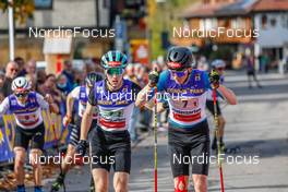 16.10.2022, Hinterzarten, Germany (GER): Tristan Sommerfeldt (GER), Nick Schoenfeld (GER) - German Championships Nordic Combined men and women, team HS111/15km men, Hinterzarten (GER). www.nordicfocus.com. © Volk/NordicFocus. Every downloaded picture is fee-liable.