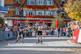 16.10.2022, Hinterzarten, Germany (GER): Moritz Terei (GER), Max Herbrechter (GER), (l-r)  - German Championships Nordic Combined men and women, team HS111/15km men, Hinterzarten (GER). www.nordicfocus.com. © Volk/NordicFocus. Every downloaded picture is fee-liable.