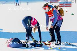 08.01.2022, Val di Fiemme, Italy (ITA): Maria Gerboth (GER), Jenny Nowak (GER), (l-r)  - FIS world cup nordic combined women, mass start 5km/HS106, Val di Fiemme (ITA). www.nordicfocus.com. © Volk/NordicFocus. Every downloaded picture is fee-liable.