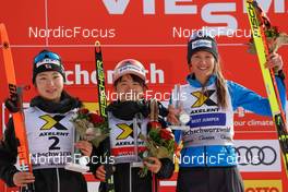 12.03.2022, Schonach, Germany (GER): Haruka Kasai (JPN), Anju Nakamura (JPN), Annika Sieff (ITA), (l-r) - FIS world cup nordic combined women, individual gundersen HS100/5km, Schonach (GER). www.nordicfocus.com. © Volk/NordicFocus. Every downloaded picture is fee-liable.