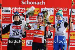 13.03.2022, Schonach, Germany (GER): Haruka Kasai(JPN), Westvold Hansen Gyda (NOR), Volavsek Ema (SLO), (l-r) - FIS world cup nordic combined women, individual gundersen HS100/5km, Schonach (GER). www.nordicfocus.com. © Volk/NordicFocus. Every downloaded picture is fee-liable.