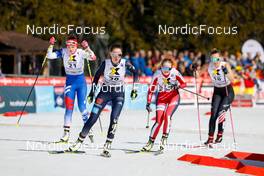 13.03.2022, Schonach, Germany (GER): Tereza Koldovska (CZE), Sophia Maurus (GER), Mille Marie Hagen (NOR), Annika Malacinski (USA), (l-r)  - FIS world cup nordic combined women, individual gundersen HS100/5km, Schonach (GER). www.nordicfocus.com. © Volk/NordicFocus. Every downloaded picture is fee-liable.