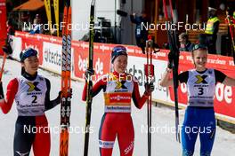 13.03.2022, Schonach, Germany (GER): Haruka Kasai (JPN), Gyda Westvold Hansen (NOR), Ema Volavsek (SLO), (l-r)  - FIS world cup nordic combined women, individual gundersen HS100/5km, Schonach (GER). www.nordicfocus.com. © Volk/NordicFocus. Every downloaded picture is fee-liable.