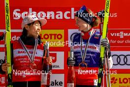 13.03.2022, Schonach, Germany (GER): Nakamura Anju (JPN), Westvold Hansen Gyda (NOR), (l-r)  - FIS world cup nordic combined women, individual gundersen HS100/5km, Schonach (GER). www.nordicfocus.com. © Volk/NordicFocus. Every downloaded picture is fee-liable.