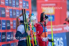 03.12.2022, Lillehammer, Norway (NOR): Ida Marie Hagen (NOR), Gyda Westvold Hansen (NOR), Lisa Hirner (AUT), (l-r) - FIS world cup nordic combined women, individual gundersen HS100/5km, Lillehammer (NOR). www.nordicfocus.com. © Modica/NordicFocus. Every downloaded picture is fee-liable.