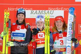 17.12.2022, Ramsau, Austria (AUT): Annika Sieff (ITA), Gyda Westvold Hansen (NOR), Nathalie Armbruster (GER), (l-r) - FIS world cup nordic combined women, individual gundersen HS97/5km, Ramsau (AUT). www.nordicfocus.com. © Volk/NordicFocus. Every downloaded picture is fee-liable.
