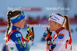 17.12.2022, Ramsau, Austria (AUT): Ema Volavsek (SLO), Ida Marie Hagen (NOR), (l-r)  - FIS world cup nordic combined women, individual gundersen HS97/5km, Ramsau (AUT). www.nordicfocus.com. © Volk/NordicFocus. Every downloaded picture is fee-liable.