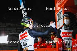 22.01.2022, Titisee-Neustadt, Germany (GER): Lanisek Anze (SLO), Prevc Peter (SLO), (l-r)  - FIS world cup ski jumping men, individual HS142, Titisee-Neustadt (GER). www.nordicfocus.com. © Volk/NordicFocus. Every downloaded picture is fee-liable.