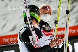 22.01.2022, Titisee-Neustadt, Germany (GER): Lanisek Anze (SLO), Geiger Karl (GER), (l-r)  - FIS world cup ski jumping men, individual HS142, Titisee-Neustadt (GER). www.nordicfocus.com. © Volk/NordicFocus. Every downloaded picture is fee-liable.