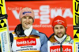 22.01.2022, Titisee-Neustadt, Germany (GER): Geiger Karl (GER), Eisenbichler Markus (GER), (l-r)  - FIS world cup ski jumping men, individual HS142, Titisee-Neustadt (GER). www.nordicfocus.com. © Volk/NordicFocus. Every downloaded picture is fee-liable.