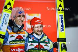 23.01.2022, Titisee-Neustadt, Germany (GER): Karl Geiger (GER), Markus Eisenbichler (GER), (l-r) - FIS world cup ski jumping men, individual HS142, Titisee-Neustadt (GER). www.nordicfocus.com. © Volk/NordicFocus. Every downloaded picture is fee-liable.