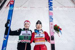 27.02.2022, Lahti, Finland (FIN): Halvor Egner Granerud (NOR), Ryoyu Kobayashi (JPN), (l-r)  - FIS world cup ski jumping men, individual HS130, Lahti (FIN). www.nordicfocus.com. © Modica/NordicFocus. Every downloaded picture is fee-liable.