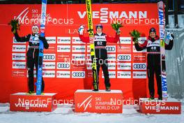 25.02.2022, Lahti, Finland (FIN): Halvor Egner Granerud (NOR), Stefan Kraft (AUT), Piotr Zyla (POL), (l-r) - FIS world cup ski jumping men, individual HS130, Lahti (FIN). www.nordicfocus.com. © Thibaut/NordicFocus. Every downloaded picture is fee-liable.