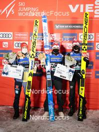 05.03.2022, Oslo, Norway (NOR): Markus Eisenbichler (GER), Marius Lindvik (NOR), Robert Johansson (NOR) - FIS world cup ski jumping men, individual HS134, Oslo (NOR). www.nordicfocus.com. © Modica/NordicFocus. Every downloaded picture is fee-liable.