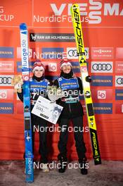 05.03.2022, Oslo, Norway (NOR): Marius Lindvik (NOR), Robert Johansson (NOR), (l-r)  - FIS world cup ski jumping men, individual HS134, Oslo (NOR). www.nordicfocus.com. © Modica/NordicFocus. Every downloaded picture is fee-liable.
